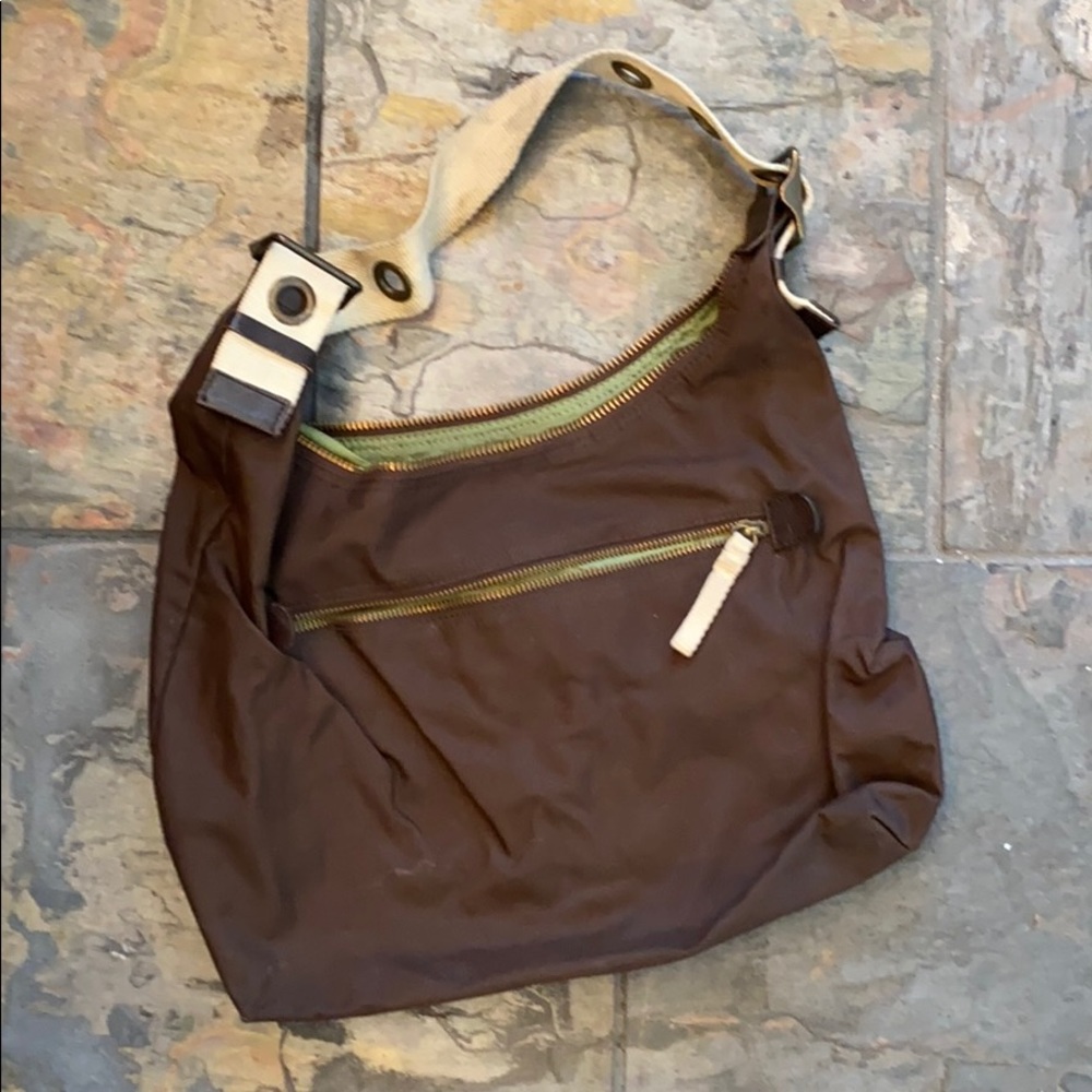 Gap brown nylon canvas hobo bag